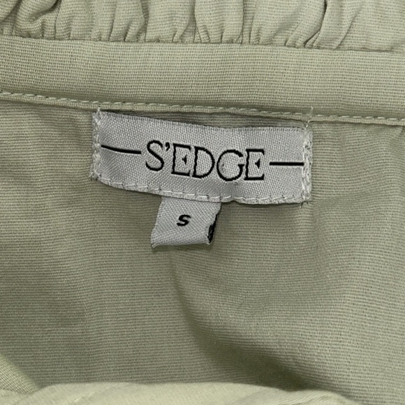 S’EDGE Erin Pastel Green Puff Sleeve Ruffle Mini Dress in Sea Glass - S - Picture 13 of 16